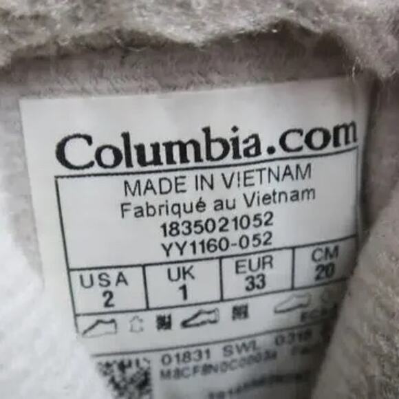 Columbia Shoes Kids 2 Boots Winter Snow Outdoor Ice Maiden Quilted Leather Warm - Picture 10 of 15